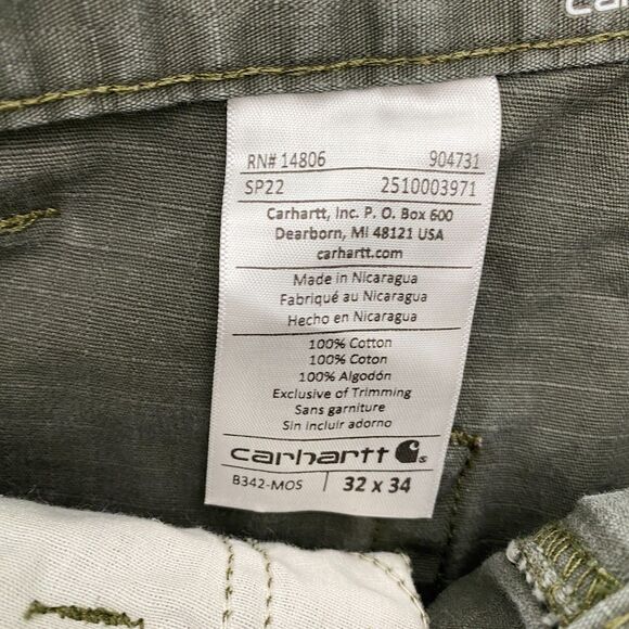 Carhartt Cargo Pants Relaxed Fit Ripstop Cotton Mens 32x34 Gray Workwear B342 - Picture 8 of 12